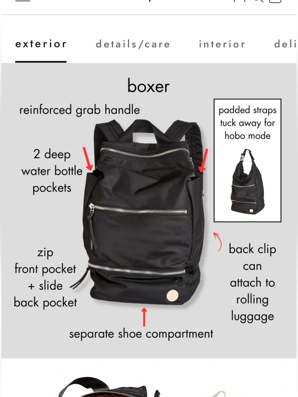 shortyLove • boxer - large backpack navy NWT